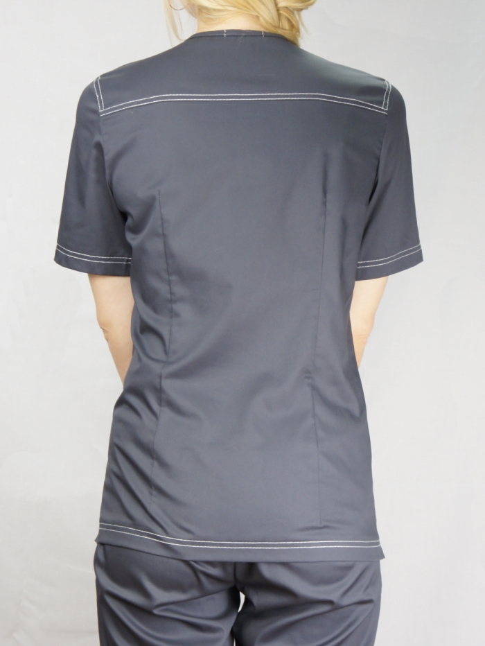 grey medical top, grey scrubs for women, women scrubs two pockets